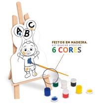 Kit Pintura Cavalete Infantil Madeira Cocomelon c/ 13 Pçs