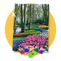 Kit Pintura com Diamantes Tela Bosque Florido 60x42cm 5D DIY