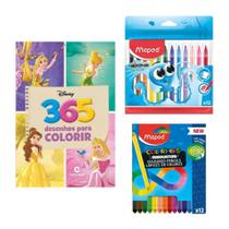 Kit Pintura Com Livro Para Colorir Disney + 12 Lápis de Cor Infinito + 12 Canetinhas Hidrocor Kit Pintura Com Livro Para Colorir Disney + 12 Lápis de Cor Infinito + 12 Canetinhas Hidrocor