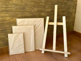 Kit Pintura Completo 3 Telas 40x50 30x40 20x30 Cavalete 70cm