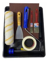Kit Pintura De Parede Rolo Lã Com Fita Crepe E Pincel 7 Peças