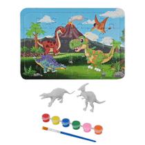 Kit Pintura Dino Quebra-cabeça Sortidos Pincel E Tintas Original Dm toys