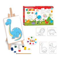 Kit Pintura Dinos Cavalete Tela Guache Nig Brinquedos