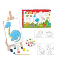 Kit Pintura Dinos com Cavaletes,Tintas,Telas Jogo Infantil Estimula a Coordenação Motora e Criatividade - Nig 0440