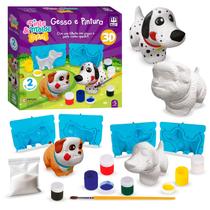 Kit Pintura E Molde Pets Infantil Pedagógico Com Animais De Gesso Guache Pincel E Moldes 3D