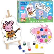 Kit Pintura Educativo Peppa Pig Arte Com Pincel E Cavalete - Nig Brinquedos