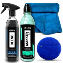 Kit Pintura Escura Cera Blend Black 500ml Makker Maquiador Automotivo 500ml Toalha Aplicador Vonixx