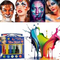 Kit Pintura Facial Infantil 6 Cores Bastão Maquiagem Artística Seguro Atóxico Festa Fantasia Kit Pintura Facial Infantil 6 Cores Bastão Maquiagem Artística Seguro Atóxico Festa Fantasia