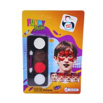Kit Pintura Facial Teia de Aranha Funny Make Pica Pau Branco Preto Vermelho Kit Pintura Facial Teia de Aranha Funny Make Pica Pau Branco Preto Vermelho