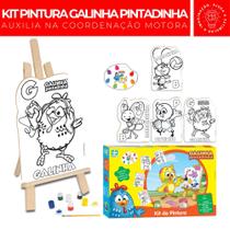 Kit Pintura Galinha Pintadinha Oficial Cavalete Tintas Telas - Nig Brinquedos