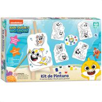 Kit Pintura Infantil Baby Shark Estimula Criatividade Coordenação Motora com Cavalete Nig Brinquedos - 0746