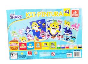 Kit Pintura Infantil Cavalete, paleta, telas, pincel e tinta Divertido Criativo Club Shark Princesa