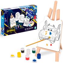 Kit Pintura Infantil Com Cavalete Carro Do Batman Batwheels Tintas Telas Em Madeira Batmóvel Nig Brinquedos