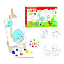 Kit Pintura Infantil Educativa DINOS em Madeira 45 Cm - Nig