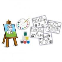 Kit Pintura Infantil Esquadrão PET C/ Mini Cavalete +tintas+4 Telas+pincel - Brincadeira De Criança