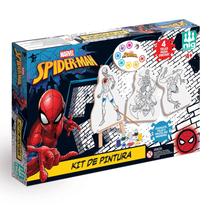 Kit Pintura Infantil Homem Aranha Marvel Madeira Tintas Pincel Cavalete