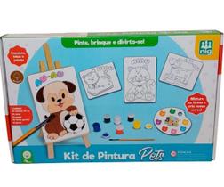 Kit Pintura Infantil Madeira com Cavalete Tintas e Pincel Nig Brinquedos Educativos Kit Pintura Infantil Madeira com Cavalete Tintas e Pincel Nig Brinquedos Educativos