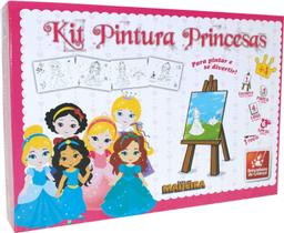 Kit Pintura Infantil Princesa Para Colorir Cavalete E Tintas - Brincadeira De Crianca