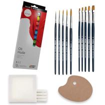 Kit Pintura Iniciante Tinta Oleo Daler Paleta Tela souza