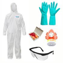 Kit Pintura Macacão De Segurança Óculos Máscara Luva nitrílica protetor auricular