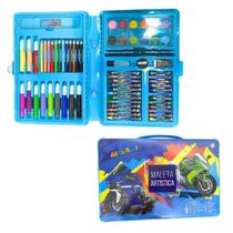 Kit Pintura Maleta 68 Peças p/ Menino Canetinha Giz, Lápis Misaki Kit Pintura Maleta 68 Peças p/ Menino Canetinha Giz, Lápis Misaki