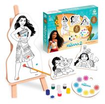 Kit Pintura Moana 2 Brinquedo Didático Em Madeira Para Crianças 5 Anos +
