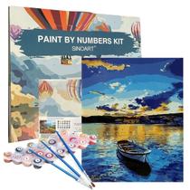 Kit Pintura Numerada Terapêutica Tela de Pintura 40x50 Ceu Azul