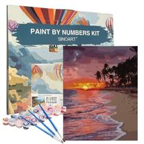 Kit Pintura Numerada Terapêutica Tela de Pintura 40x50 Por do Sol