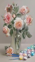 Kit Pintura Numerada - Vaso Rosas 40x50cm