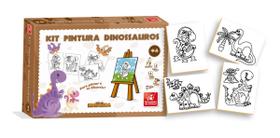 Kit Pintura Para Colorir Infantil Mini Cavalete Dinossauro - Brincadeira de criança