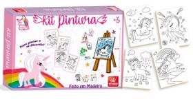 Kit Pintura Para Colorir Infantil Mini Cavalete Unicórnio - Brincadeira de criança