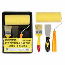 Kit Pintura Parede com Rolo, Bandeja, Trincha e Espátula 4 Peças Kit Pintura Parede com Rolo, Bandeja, Trincha e Espátula 4 Peças