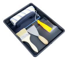 Kit Pintura Parede TR Rolo Espátula Trincha Pincel Completo
