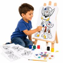Kit Pintura Patrulha Canina C/ Telas Tintas Cavalete Pincel Kit Pintura Patrulha Canina C/ Telas Tintas Cavalete Pincel