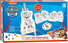 Kit Pintura Patrulha Canina C/ Telas Tintas Cavalete Pincel - Nig