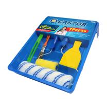 Kit Pintura Pedreiro Pintor Rolo e pincel 7 Peças - Castor