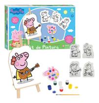 Kit Pintura Peppa Pig Cavalete Telas Madeira Mdf Pincel Nig