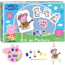 Kit Pintura Peppa Pig Com Cavalete Telas de Madeira Para Pintura Colorir Brinquedo Infantil