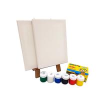 Kit Pintura Pequeno Artista c/ Cavalete, Telas e Tintas