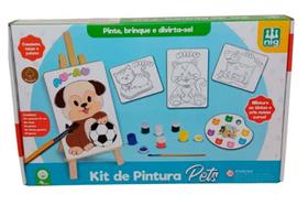 Kit Pintura Pets Cavalete Tela Guache 0441 - Nig Brinquedos