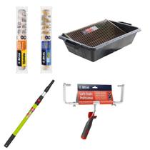 Kit Pintura Pro Duplo 46Cm Bandeja Garfo 2 Rolos Lã Extensor