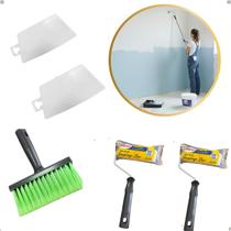 Kit Pintura Rolo Broxa Espátula Completo 5 Pçs Antirespingo Casa Parede Multiuso