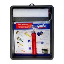 Kit Pintura Roma Rolo Sem Respingo + Suporte + Bandeja - Kit C/6 Pecas Kit Pintura Roma Rolo Sem Respingo + Suporte + Bandeja - Kit C/6 Pecas