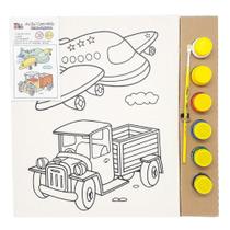 Kit Pintura Tela 25X30Cm Avião/Caminhão - Kits For Kids