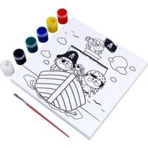 Kit pintura tela pirata + pincel + 6 tintas Kit pintura tela pirata + pincel + 6 tintas