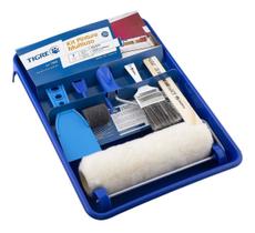 Kit Pintura Tigre Bandeja Rolo Pincel Espátula 7 Peças