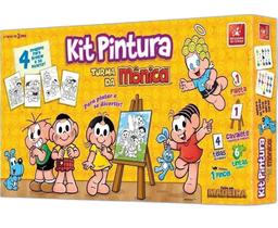 Kit Pintura Turma da Mônica - Cavalete, Telas, Paleta - 04 Telas