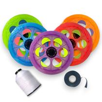 Kit Pipa Carretilha 21cm Linha 10 De 1500 Jardas e Fita Dedo