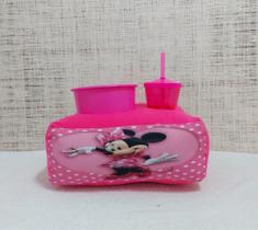 kit pipoca Almofada personaliza Minie Pink com balde pipoca + copo tampa e canudo