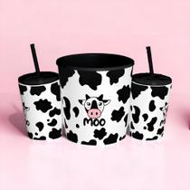 Kit Pipoca com 2 Copos e Balde - Moo Vaquinha Kit Pipoca com 2 Copos e Balde - Moo Vaquinha